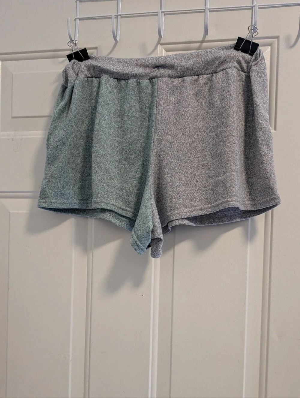 Cozy Two-Tone Fleece Lounge Shorts - Gray & Sage